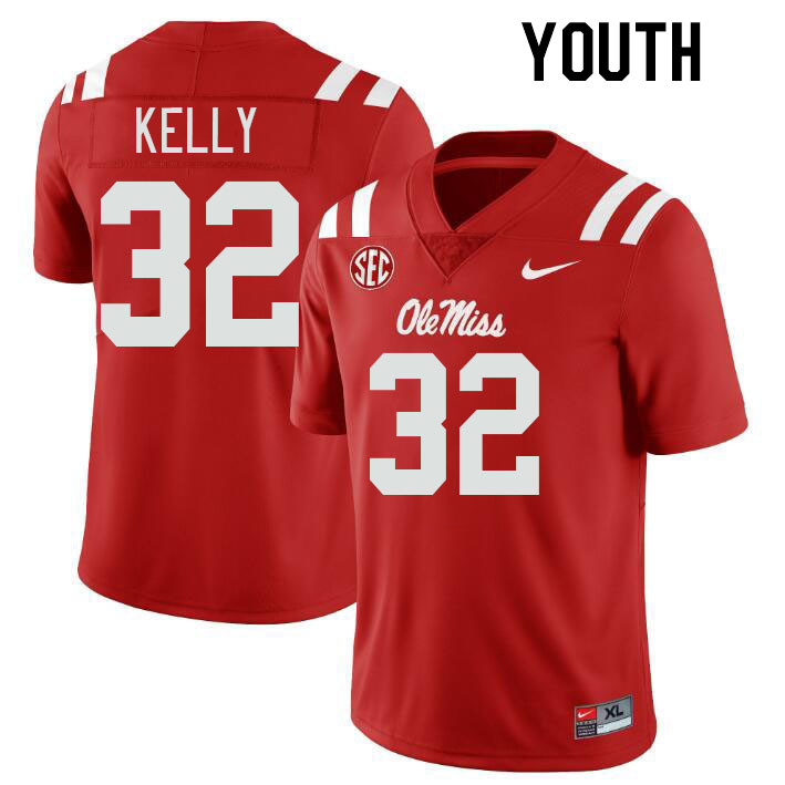 Youth #32 Torian Kelly Ole Miss Rebels College Football Jerseys Stitched-Red